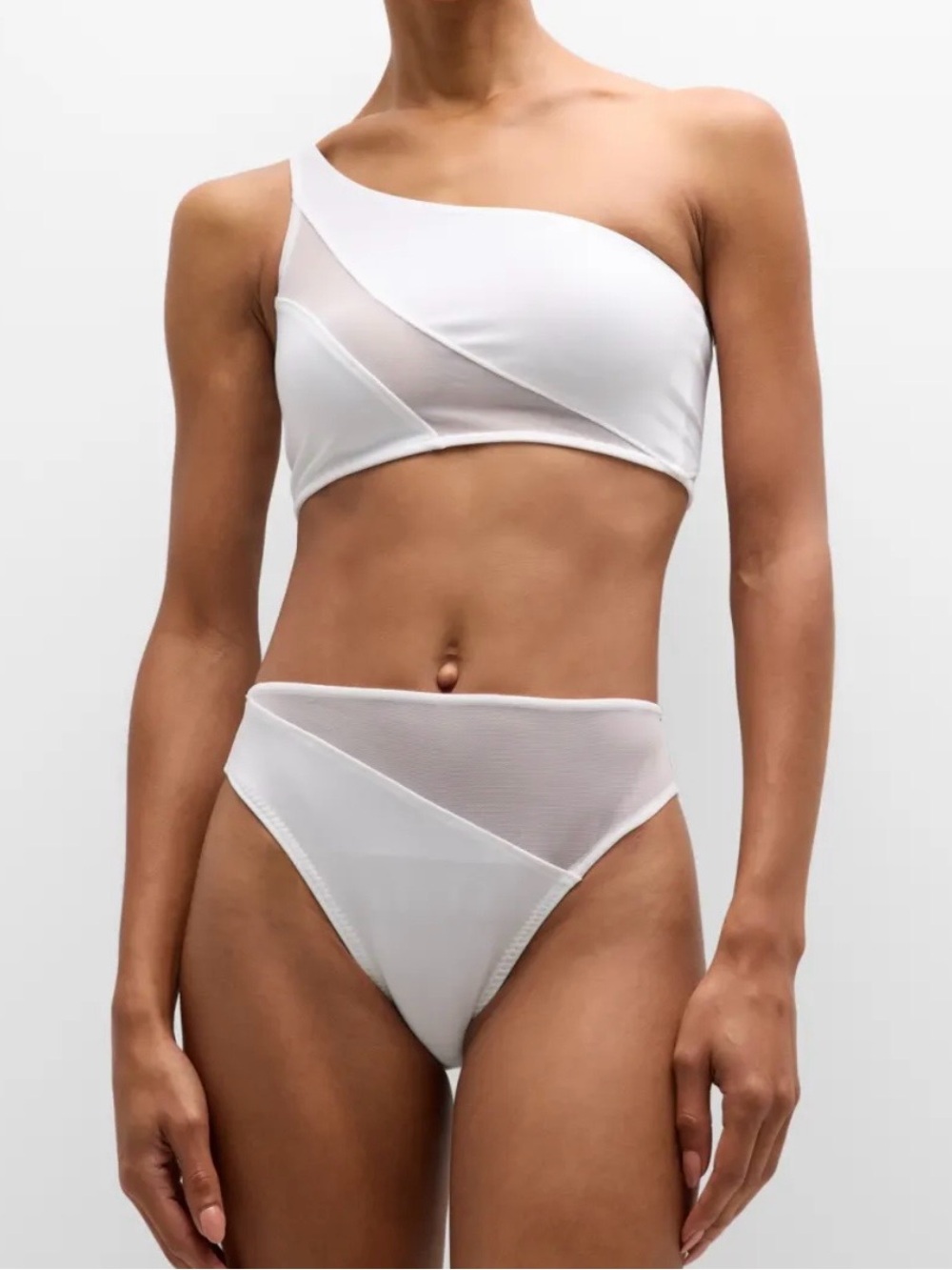 Norma Kamali White Asymmetrical Bikini Small